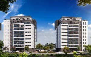 résidence moderne avec espaces verts et immeubles contemporains dans le quartier Or Yam à Or Akiva