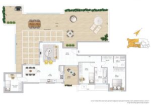 penthouse avec grande terrasse en dernier étage à Raanana centre-ville