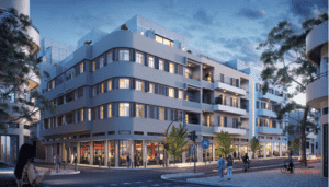 résidence mêlant immeubles historiques rénovés et architecture contemporaine à Jaffa