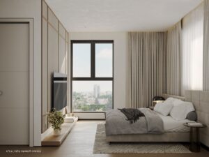 résidence boutique contemporaine à Ra’anana avec terrasses et espaces verts