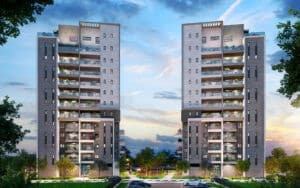 résidence moderne avec espaces verts et immeubles contemporains dans le quartier Or Yam à Or Akiva