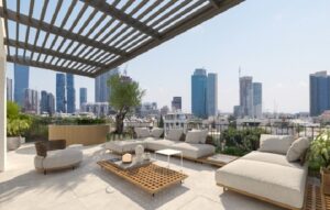 résidence boutique contemporaine au centre de Tel Aviv avec terrasses et jardins