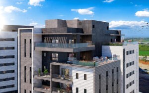 résidence moderne avec espaces verts et immeubles contemporains dans le quartier Or Yam à Or Akiva