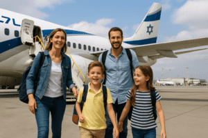 famille française visitant un appartement en Israël