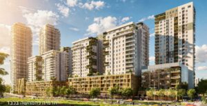 Nouveau quartier Hadera avec projet résidentiel moderne entre forêt et mer