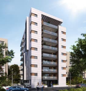 immeuble résidentiel moderne issu d’un projet TAMA 38 à Bat Yam proche du parc Gan Eshkol